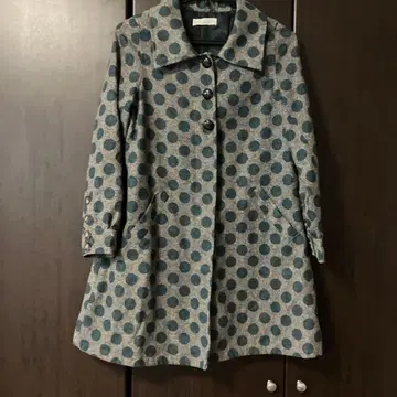 코트 물방울 패턴 A라인 그레이 모스그린 도트