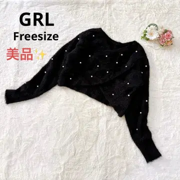 [ 새상품급 ] GRL 펄 카슈쿨 샤기 니트 스웨터 블랙 상의