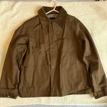 유니클로 브라운 코듀로이 카라 부착 자켓