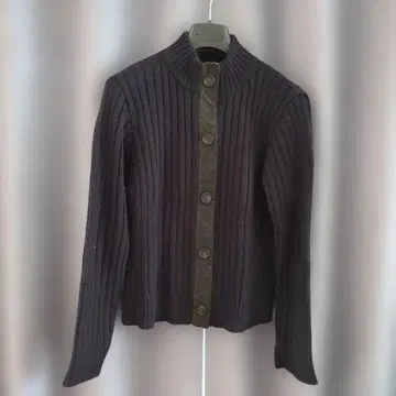 다크 퍼플 리브 가디건