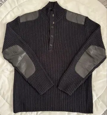 JOSEPH HOMME 소가죽 패드 블랙 헤리 니트 하이넥 48