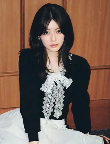 snidel 레이스 보타이 가디건