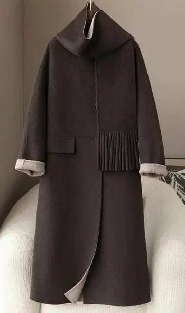 새상품 부드러운 분위기의 캐시미어 혼방 울 롱 코트 여성용 롱 코트