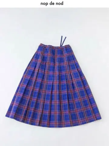 놉드노드 타탄 체크 주름 롱 스커트 새상품 미사용 택 포함