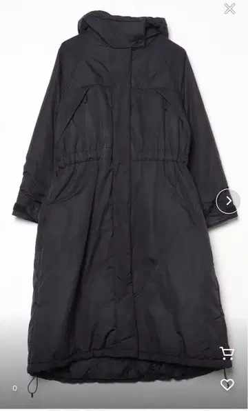 emmi 블랙 후드 부착 롱 코트