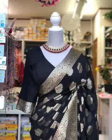 인도 사리 페티코트와 블라우스 (3점 세트)