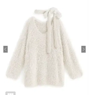 GRL 초커 리본 페더 니트탑 화이트 dr674