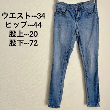 새상품급 스키니 데님 청바지 라이트 블루 허리 로고