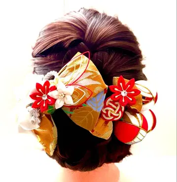 니시진 비단 리본과 츠마미자이쿠 머리 장식 (625)