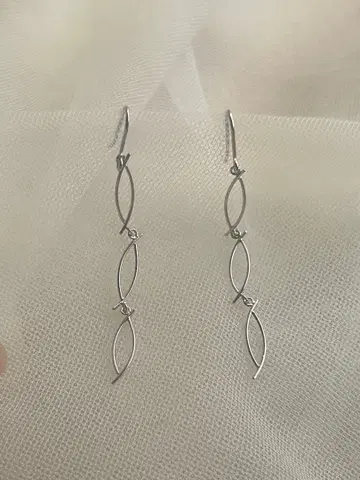 [ 츠츠미 ] 롱 체인 귀걸이 화이트 골드