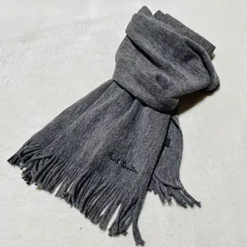 Paul Smith 그레이 프린지 울 머플러 자수 로고 폴스미스