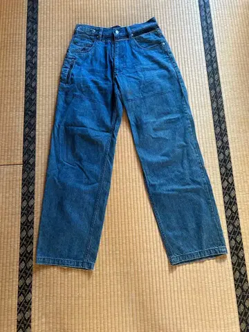 다크 블루 와이드 레그 데님 팬츠