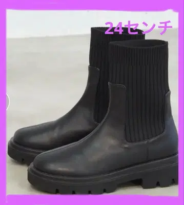 사이드 고어 부츠 블랙 합성 피혁 tiptop 24cm 여성용 부츠