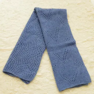 미사용 MOONBAT 시스루 편직 캐시미어 100% 머플러 블루 스카프