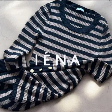 IENA 이에나 스트라이프 보더 니트 스웨터 긴팔 울 올 패턴 리브