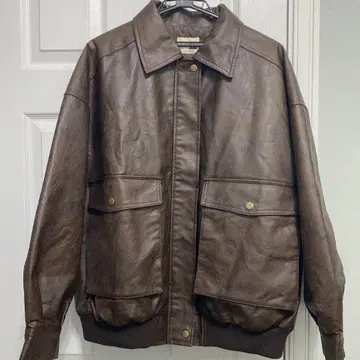 [ JaVa 콜라보 ] 페이크 가죽 빈티지 오버 사이즈 블루종 M