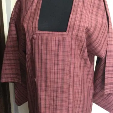 순수 실크 도행 코트 롱 사근 격자 코랄 핑크