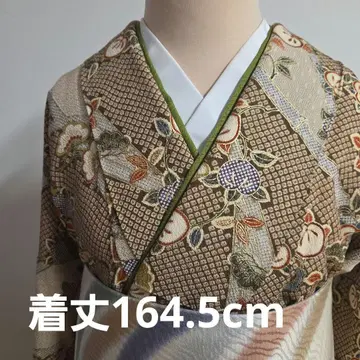 고대 크레이프 원단 코몬 다테카라 부착 히키타 사슴 무늬 귤 8532