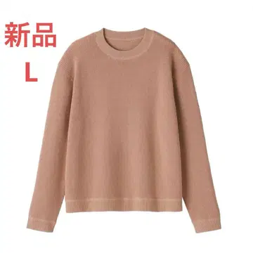 MUJI 세탁 가능한 와플 편직 크루넥 스웨터 여성 L 핑크