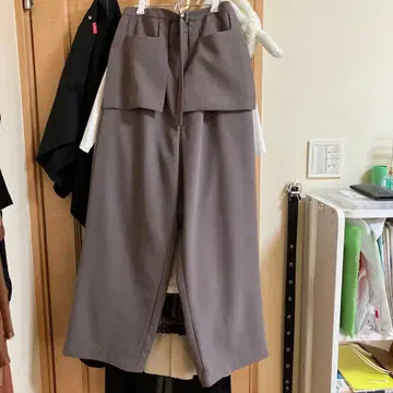 멋진 와이드 팬츠 하이웨스트 프론트 포켓 부착