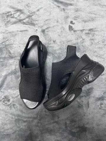 블랙 니트 오픈토 샌들 약 24.5cm