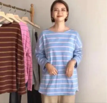 시루무린 레이어드 보더 롱T