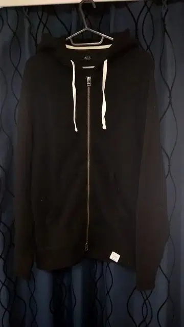 아즐 남성용 블랙 후드 부착 집업 후드티 S