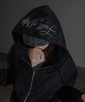 [apres jour mignon] 프릴 라메 후드티 (블랙)