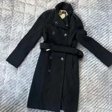 블랙 울 코트 트렌치코트