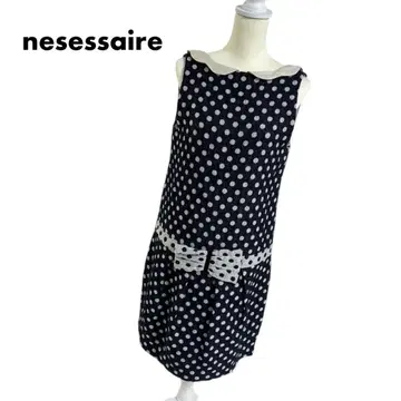 nesessaire 네세세아 울 도트 리본 원피스 안감 있음