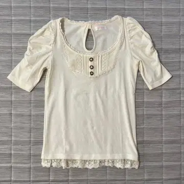 아이보리 프릴 반팔 T셔츠