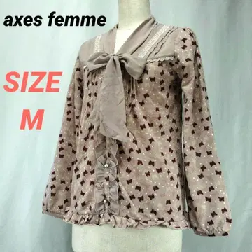 axes femme 엑시즈팜 블라우스 보타이 나비 패턴 올 패턴 프릴