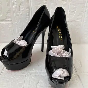 새상품 dazzystore 모노톤 에나멜 오픈토 13cm 힐