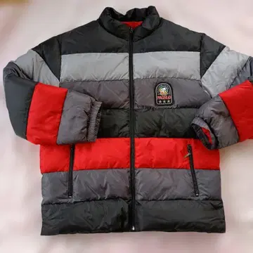PAGERO 다운 자켓 그레이/빨간색 블랙