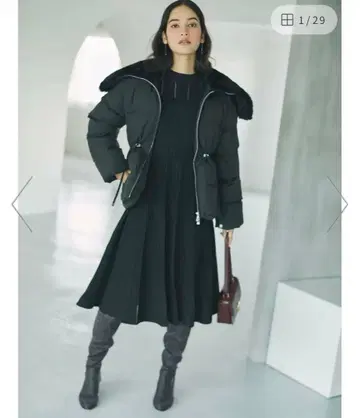 셀포드 퍼 트리밍 다운 자켓 블랙