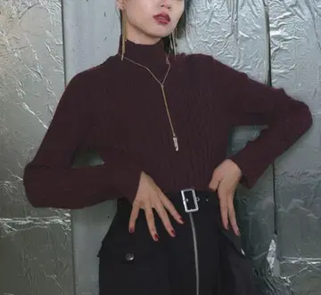 HARE 랜덤 리브 니트 보르도