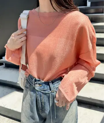 mystic 시어 니트 풀오버 오렌지