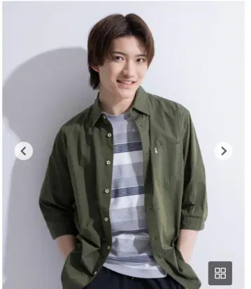 카스리 샴브레이 7부 소매 셔츠 블랙