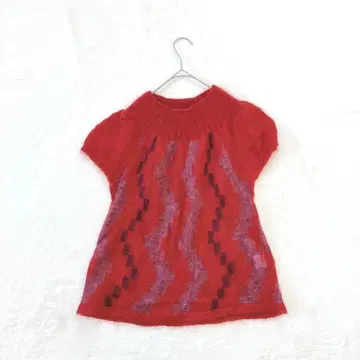 반팔 니트 모헤어 비침 있음 보송보송 일본제 모크넥 보더