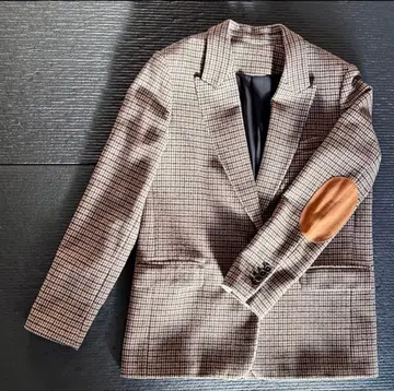 ZARA 울 블렌드 블레이저 엘보 패치 M 사이즈 체크 무늬