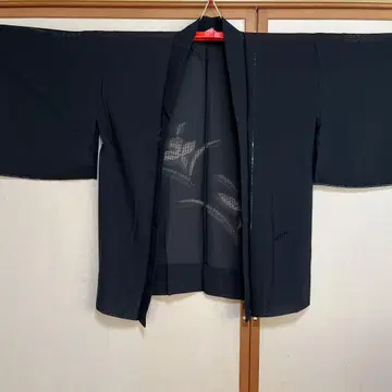 블랙 꽃무늬 명주 시스루 겉옷 새상품