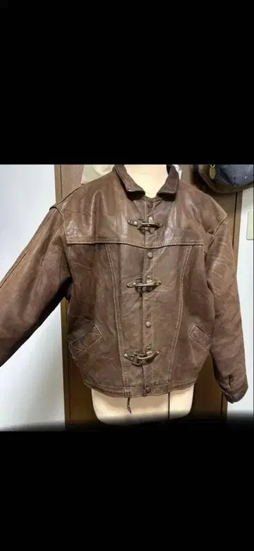 파이어맨 자켓 짧은 프렌치 빈티지 천연 가죽