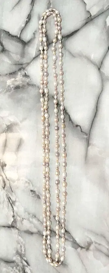 담수 진주 3연 롱 목걸이