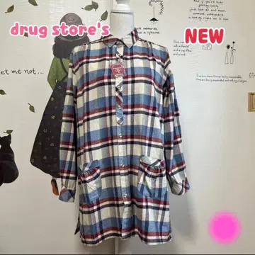 130 새상품 드럭 스토어즈 체크 튜닉 셔츠