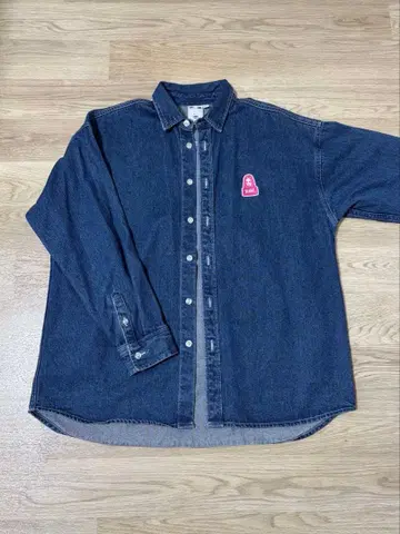 [미사용 새상품] x-girl 자수 로고 데님 자켓 데님 셔츠