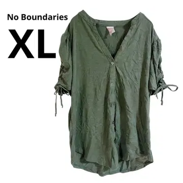 한 점 한정 No Boundaries [ XL ] 올리브 그린 반팔 셔츠