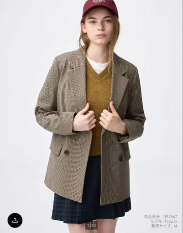 [ 즉시 구매 가능 ] 더블 브레스트 체크 자켓/M 사이즈/GU