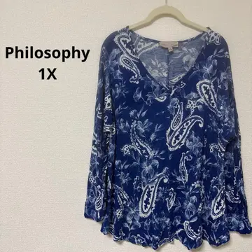 새상품급 Philosophy [ XL ] 1X 네이비 꽃무늬 긴팔 튜닉