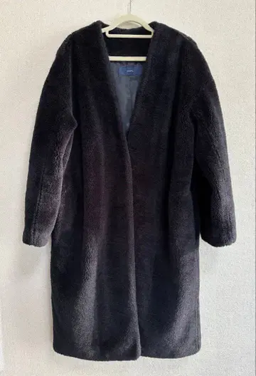 SHIPS 보아 롱 코트 네이비