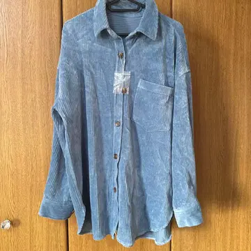 라이트 블루 코듀로이 버튼업 셔츠